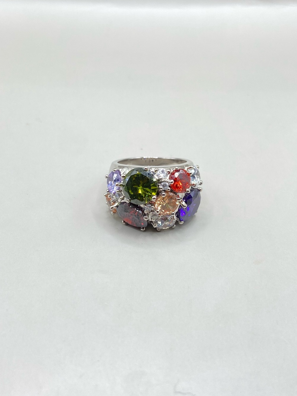 Vintage Natalia V Collister NVC Silver Tone Multicolor Gemstone Ring - Picture 3 of 8